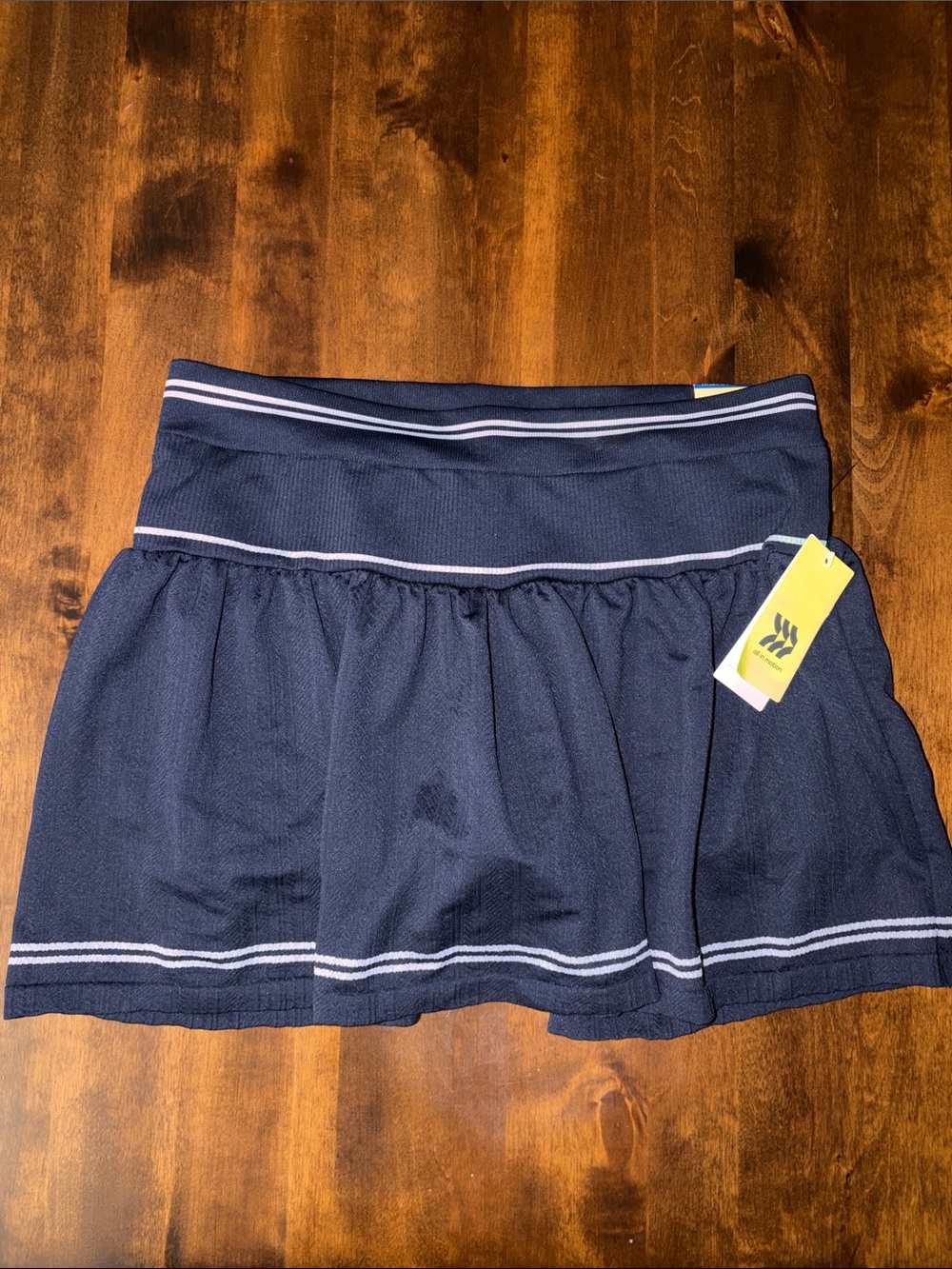 all in motion Navy and White Athletic Tennis Skirt Built in Shorts NWT Large